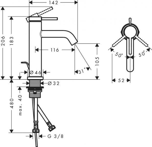 Hansgrohe Tecturis S 110 Ecosmart+ håndvaskarmatur m/bundventil - Krom