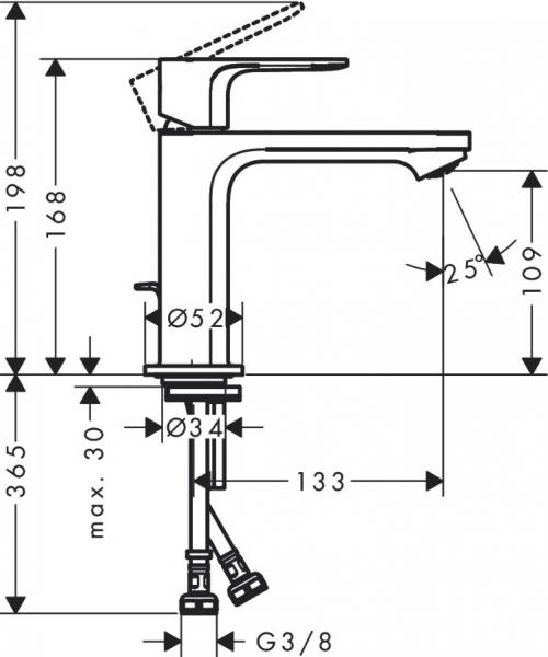 Hansgrohe Rebris E 110 håndvaskarmatur m/bundventil - Krom