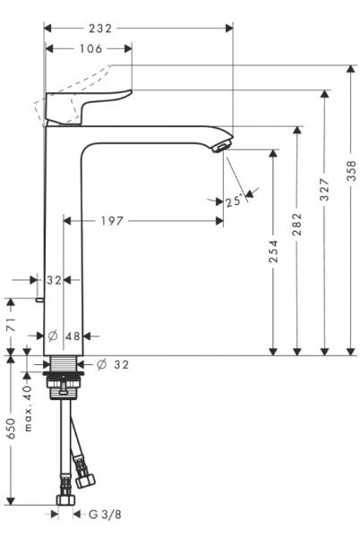 Hansgrohe Metris 260 håndvaskarmatur - Høj model