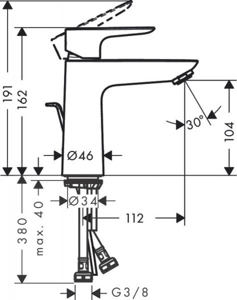 Hansgrohe Talis E 110 håndvaskarmatur m/bundventil - Mat sort