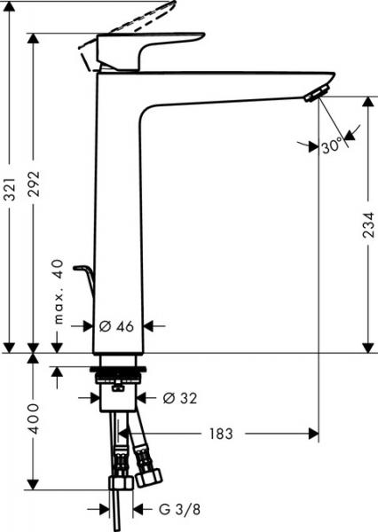 Hansgrohe Talis E 240 håndvaskarmatur m/bundventil - Krom