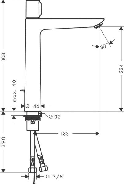 Hansgrohe Talis Select E 240 håndvaskarmatur - M/bundventil