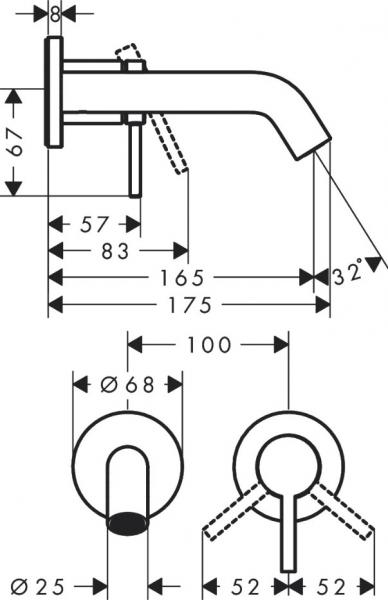 hansgrohe Tecturis S håndvaskarmatur t/indbygning m/EcoSmart+ - 165 - Krom