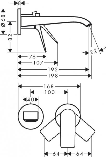 Hansgrohe Vivenis håndvaskarmatur t/indbygning - 19,2 cm - Mat hvid