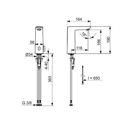 Oras Electra 9310FZ Safety berøringsfri vandhane - Batteri - Krom