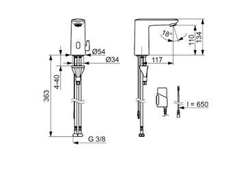 Oras Electra 9210FZ Safety berøringsfri vandhane - Batteri - Krom