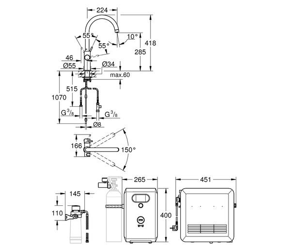 Grohe Blue Professional køkkenbatteri m/C-tud - Krom