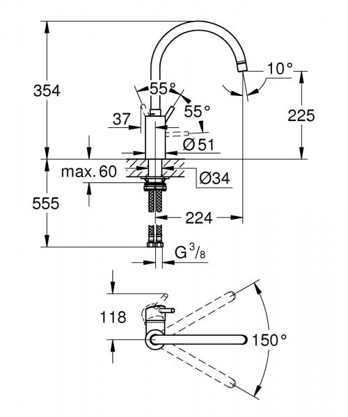 Grohe NEW Concetto køkkenarmatur m/C-tud - Krom