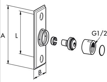 Mora vægplade for 15 mm pex 1/2", 719447534