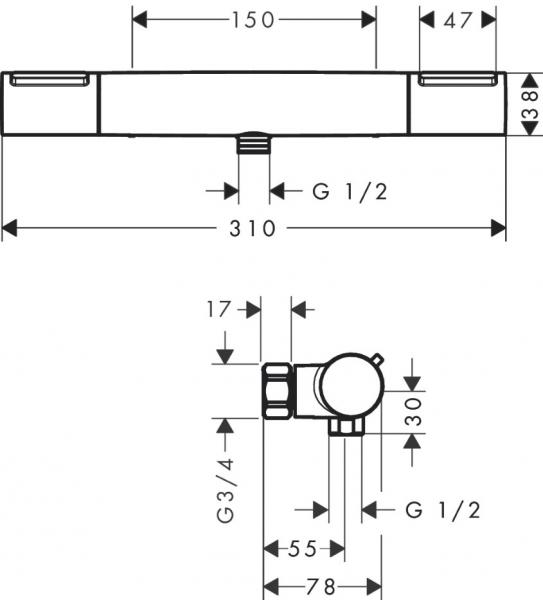 hansgrohe Ecostat Element brusetermostat u/rosetter - Krom