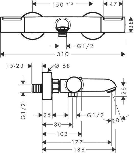 hansgrohe Ecostat Element badekararmatur - Mat sort