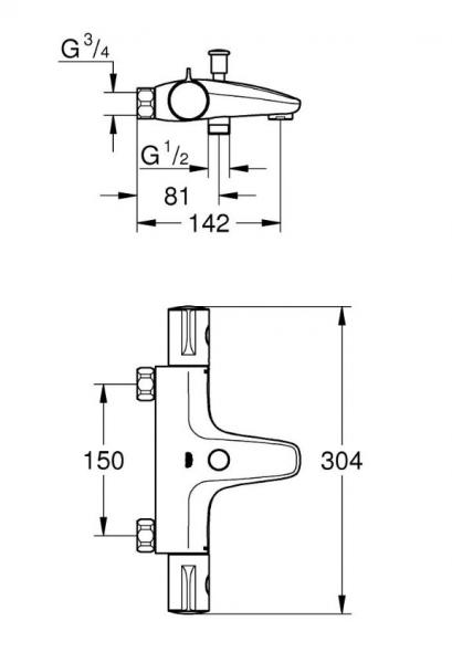 Grohe Grohtherm 800 termostatarmatur til kar