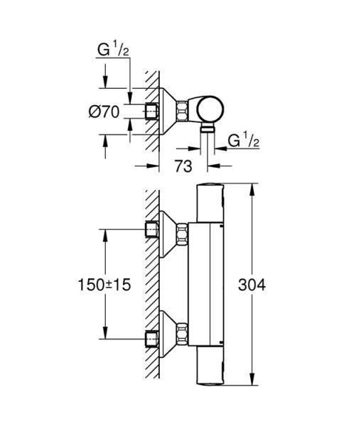 Grohe Rainshower SmartActive komplet brusesystem m/termostat - Mat sort