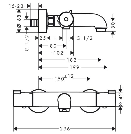 Hansgrohe Ecostat 1001 CL brusetermostat til badekar inkl. rosetter