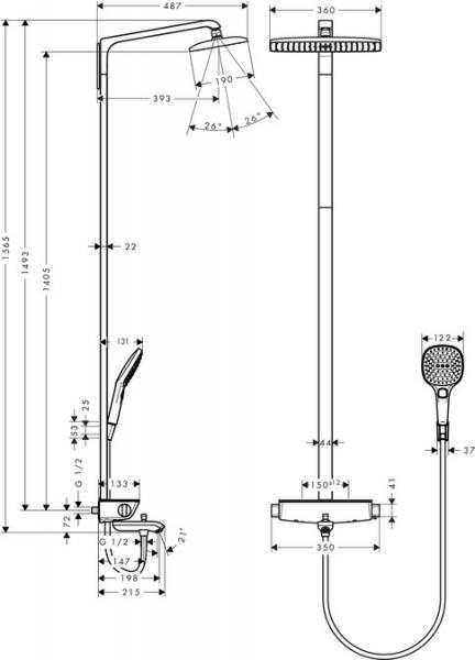 Hansgrohe Raindance Select Showerpipe 360 til badekar