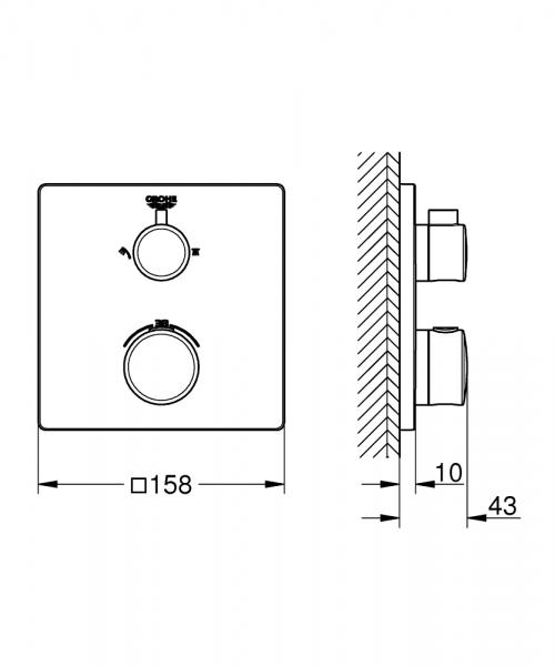 Grohe Grohtherm Square termostatarmatur til brus (2 udgange) - Krom