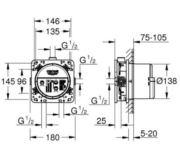 Grohe NEW Rainshower 210 komplet brusesystem til indbygning