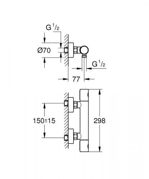 Grohe Grohterm 800 Cosmopolitan brusearmatur - Krom