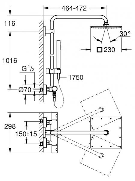 Grohe Euphoria XXL 230 komplet brusesystem