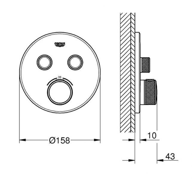 Grohe Grohtherm SmartControl termostat t/indbygning - Mat sort