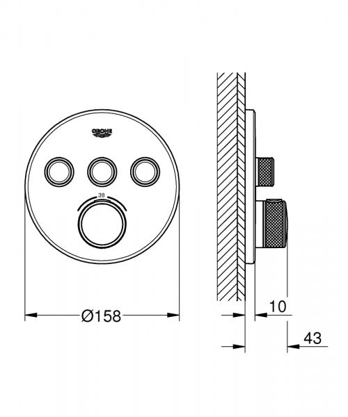 Grohe SmartControl indbygningsarmatur med 3 udtag - Krom