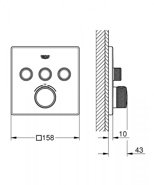 Grohe SmartControl indbygningsarmatur med 3 udtag - Krom