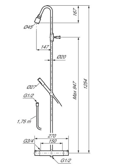 Mora Izzy Raw Shower System Rå messing