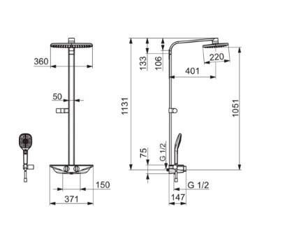 Oras Esteta 7590-11 komplet brusesystem - Krom/hvid