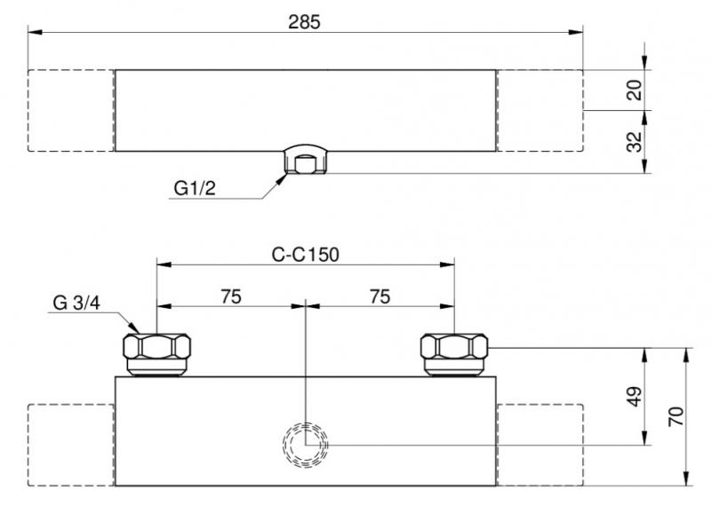 Gustavsberg Atlantic 2.1 komplet brusesystem m/termostat - Krom