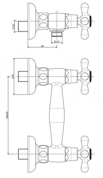 Lavabo Retro komplet brusesystem - Massiv messing