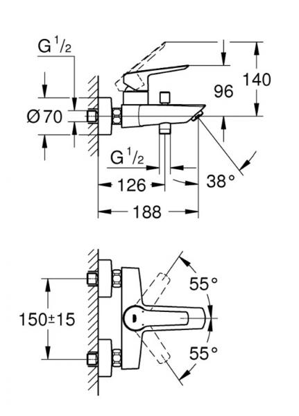 Grohe Start kar- og brusebatteri - Krom