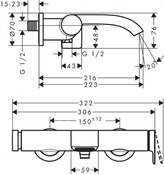 Hansgrohe Vivenis kar- og brusearmatur - Krom