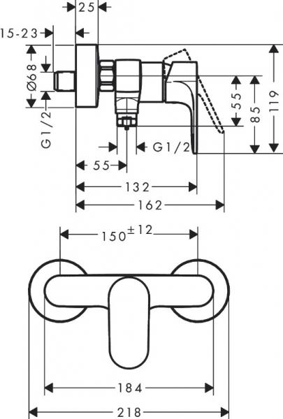 Hansgrohe Rebris S brusearmatur - Mat sort