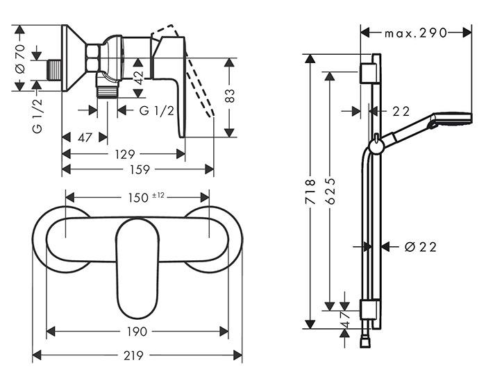 hansgrohe Vernis Blend bruses&aelig;t m/Vernis Blend brusearmatur - Mat sort