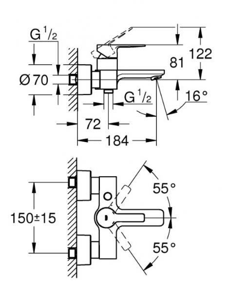 Grohe Lineare New etgrebsbatteri til kar & brus - Børstet hard graphite