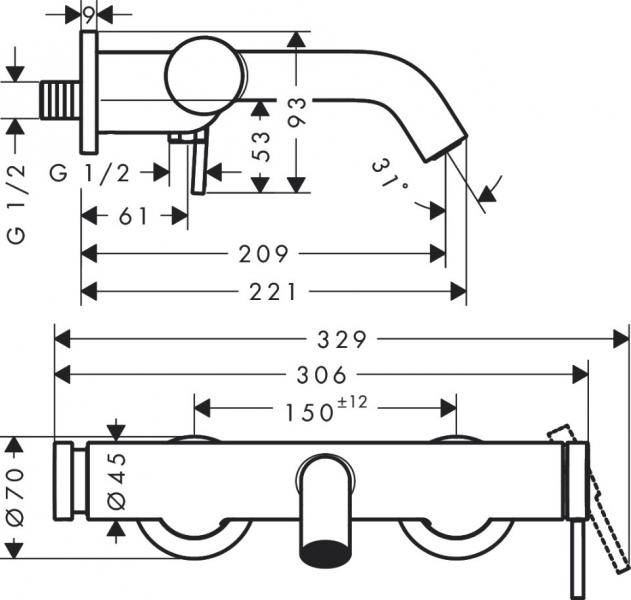 hansgrohe Tecturis S badekararmatur - Krom