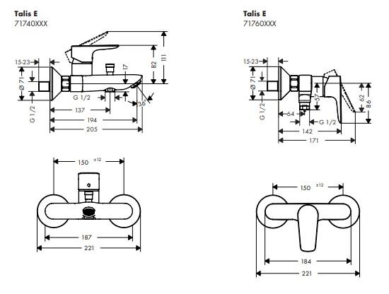 Hansgrohe Talis E kar-/brusearmatur - Krom