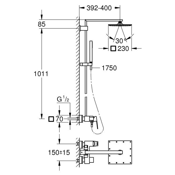 Grohe Euphoria Cube XXL 230 brusesystem u/termostat