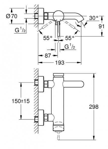 Grohe Essence komplet badekararmatur m/SmartActive - Mat sort