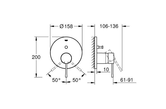 Grohe Essence New indbygningsarmatur til kar/brus - Krom