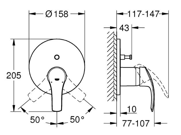 Grohe Eurosmart etgrebs blandingsbatteri u/termostat med omskifter