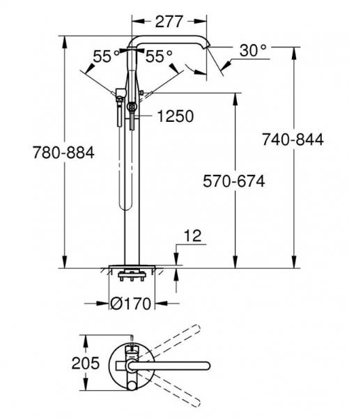 Grohe Essence fritstående badekararmatur - Krom