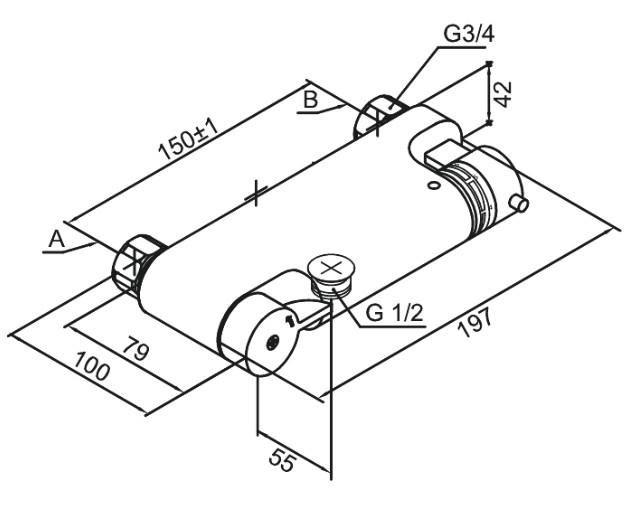 Damixa TMC brusetermostat - Krom/sort