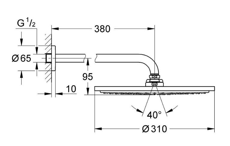 Grohe Rainshower Cosmopolitan 310 hovedbruser - Poleret hard graphite