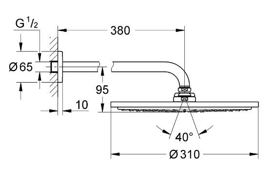 Grohe Rainshower Cosmopolitan 310 hovedbruser - Børstet hard graphite