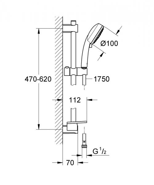 Grohe Vitalio Comfort 100 brusesæt - Krom