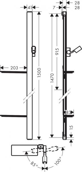 Hansgrohe Unica E brusestang 150CM - Krom