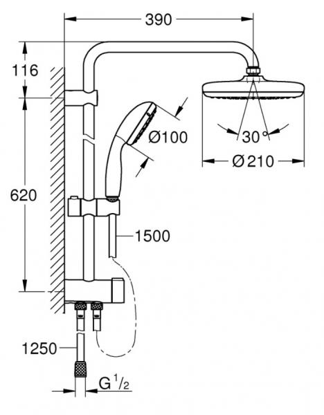 Grohe Tempesta 210 brusesystem - Krom