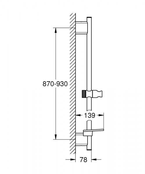 Grohe Rainshower SmartActive brusestang - 900 mm - Krom