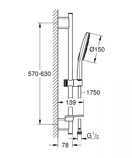 Grohe Rainshower SmartActive 150 brusesæt - Krom